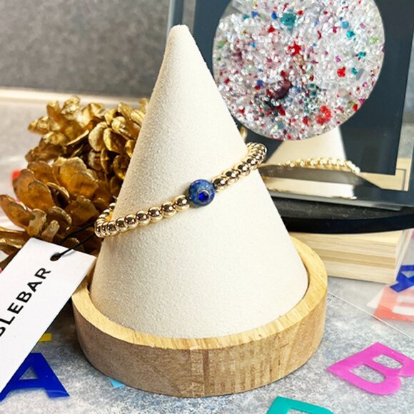 BaubleBar Jewelry - BaubleBar– NWT – “Pisa” Gold Tone Beaded Bracelet with Blue Stone & Crystal